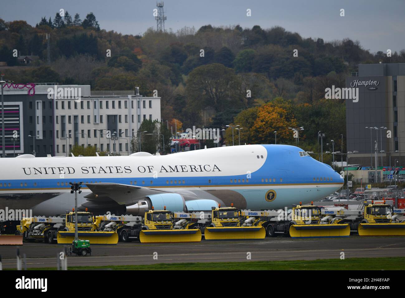 Edinburgh Schottland, Großbritannien November 01 2021. Air Force One, das Flugzeug des Präsidenten der Vereinigten Staaten von Amerika am Flughafen Edinburgh. Credit sst/alamy live News Stockfoto