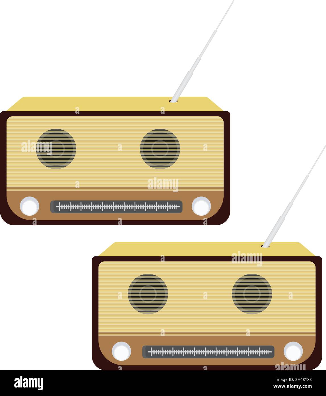 Retro Radio, Illustration, Vektor auf weißem Hintergrund. Stock Vektor