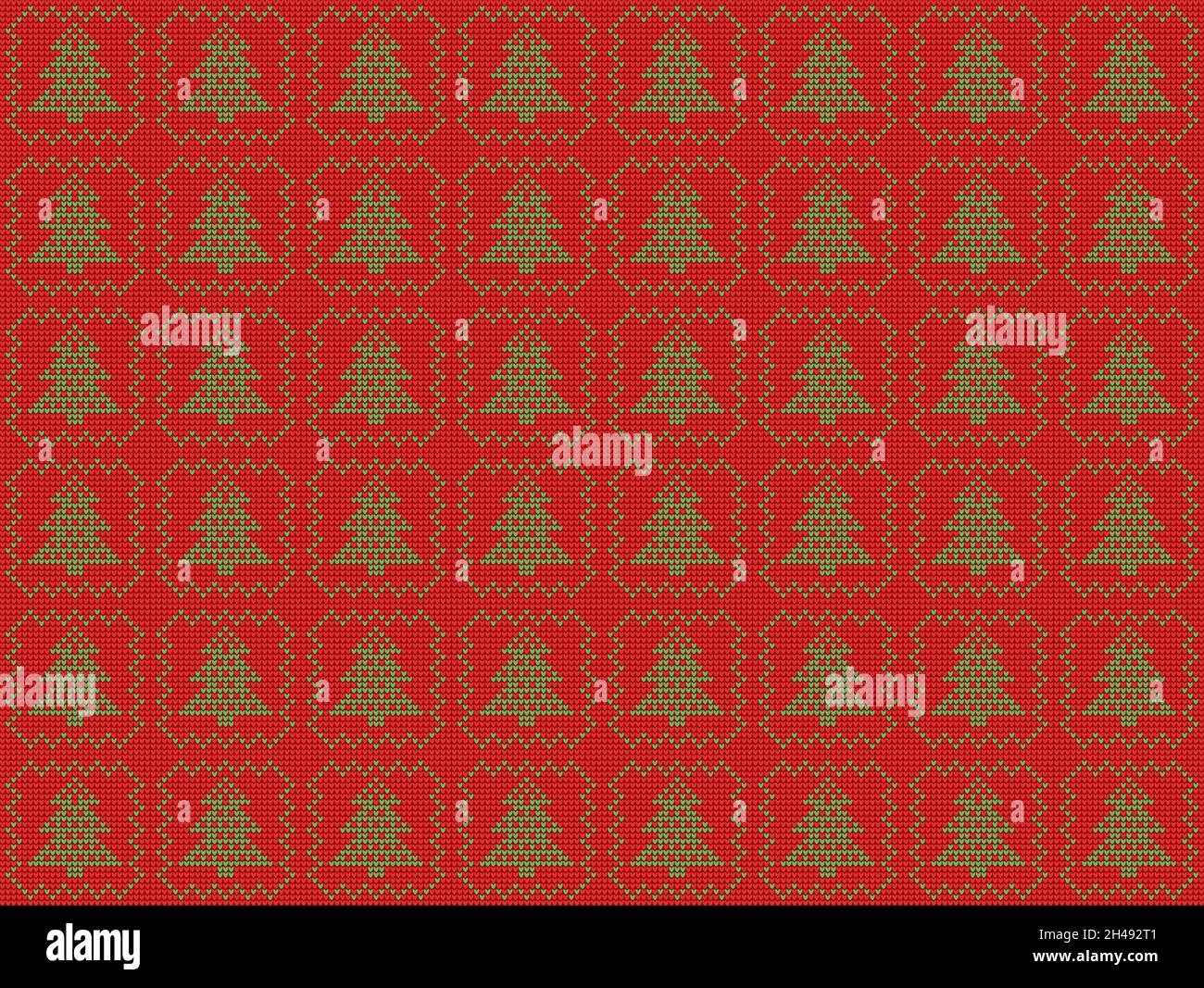 Nahtloses Muster mit kariertem Strickmuster und hässlichem Weihnachtsbaum-Pullover Stock Vektor
