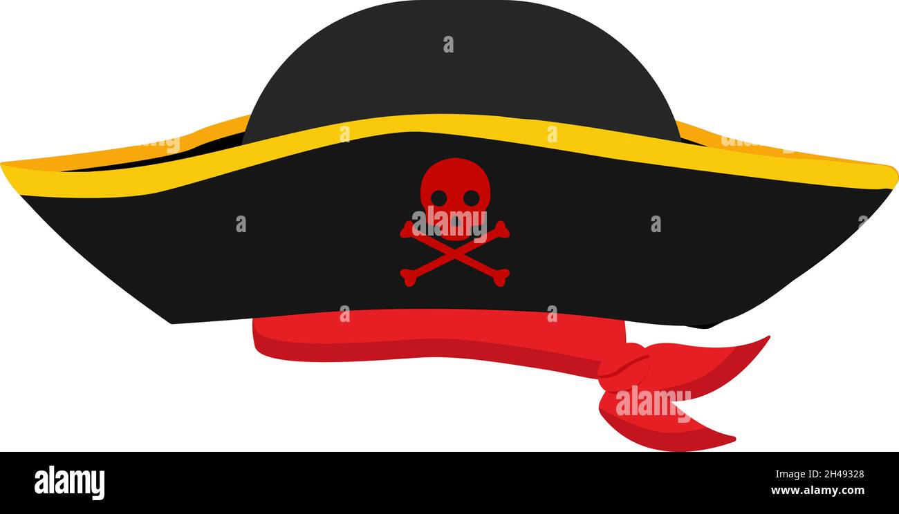 Piratenhut, Illustration, Vektor auf weißem Hintergrund. Stock Vektor