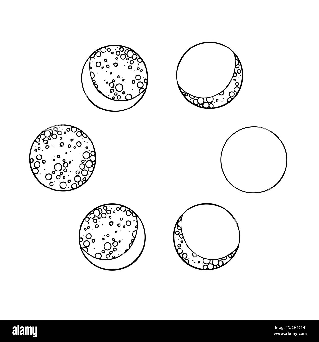 Esoterische Symbole der Mondphase. Himmelszeichen. Vektorgrafik. Stock Vektor