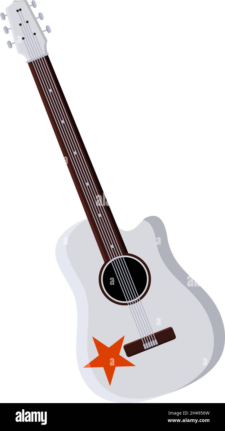 Weiße E-Gitarre, Illustration, Vektor auf weißem Hintergrund. Stock Vektor
