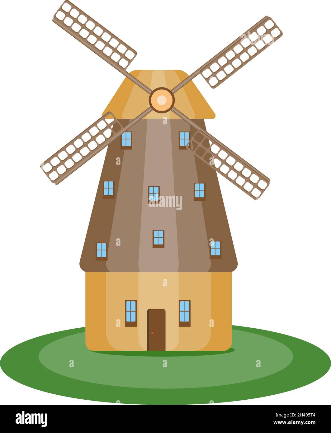 Alte Windmühle, Illustration, Vektor auf weißem Hintergrund. Stock Vektor