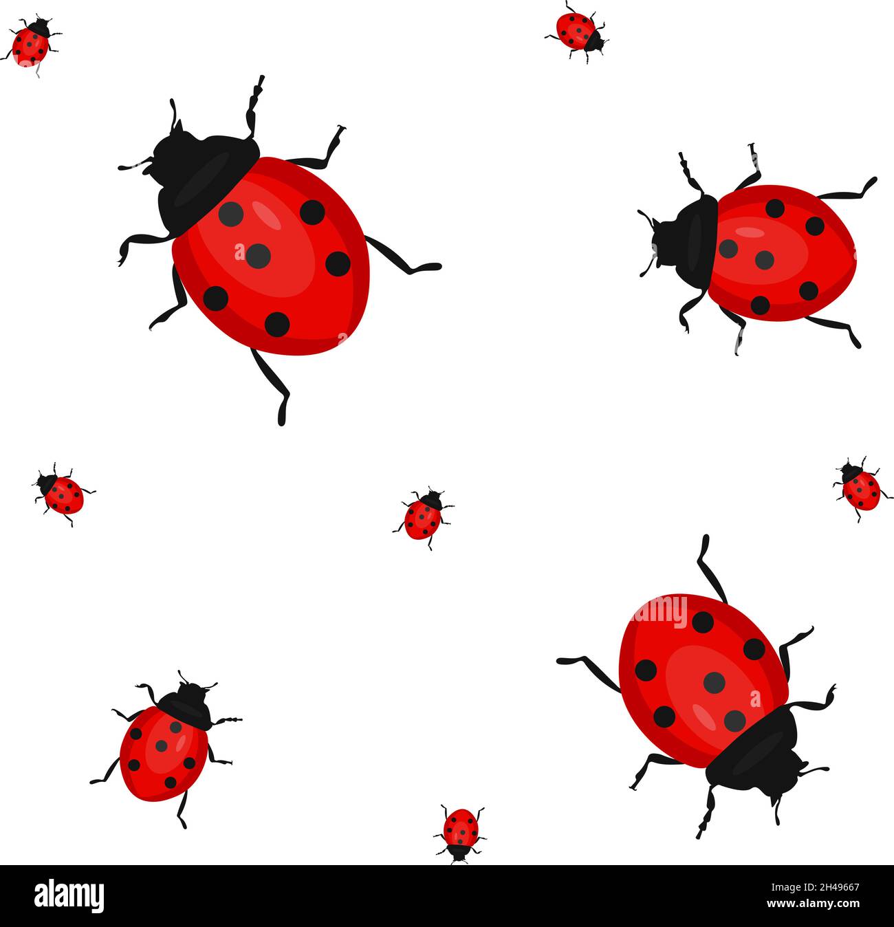 Kleine Marienkäfer, Illustration, Vektor auf weißem Hintergrund. Stock Vektor