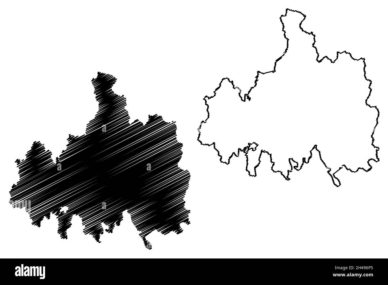 Rayagada District (Odisha State, Republik Indien) Karte Vektor Illustration, Scribble Skizze Rayagada Karte Stock Vektor