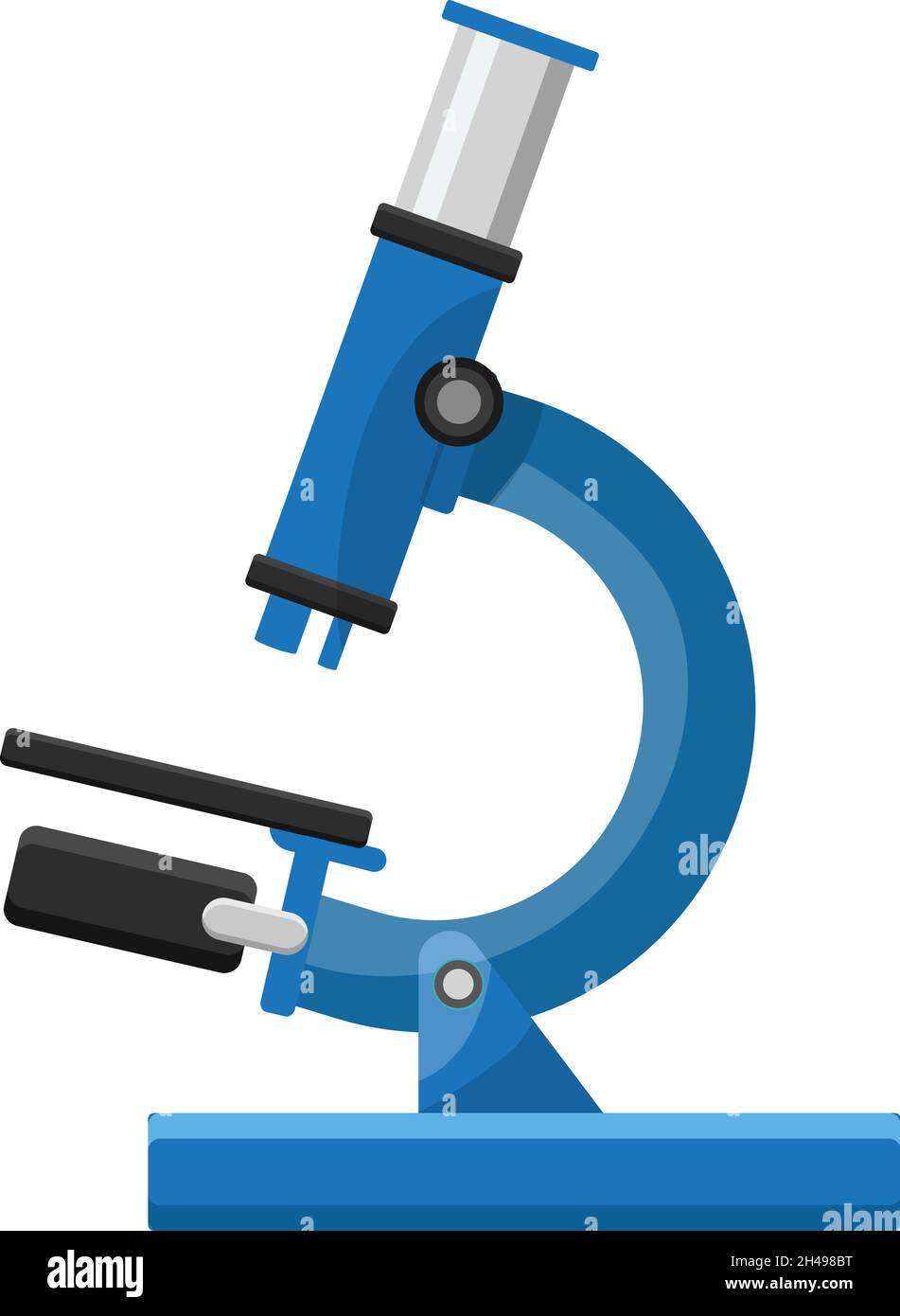 Blaues Mikroskop, Illustration, Vektor auf weißem Hintergrund. Stock Vektor