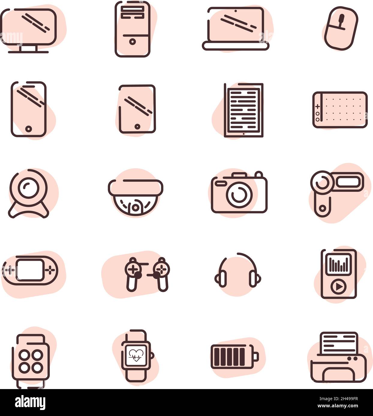 Elektronische Geräte, Illustration, Vektor, auf weißem Hintergrund. Stock Vektor