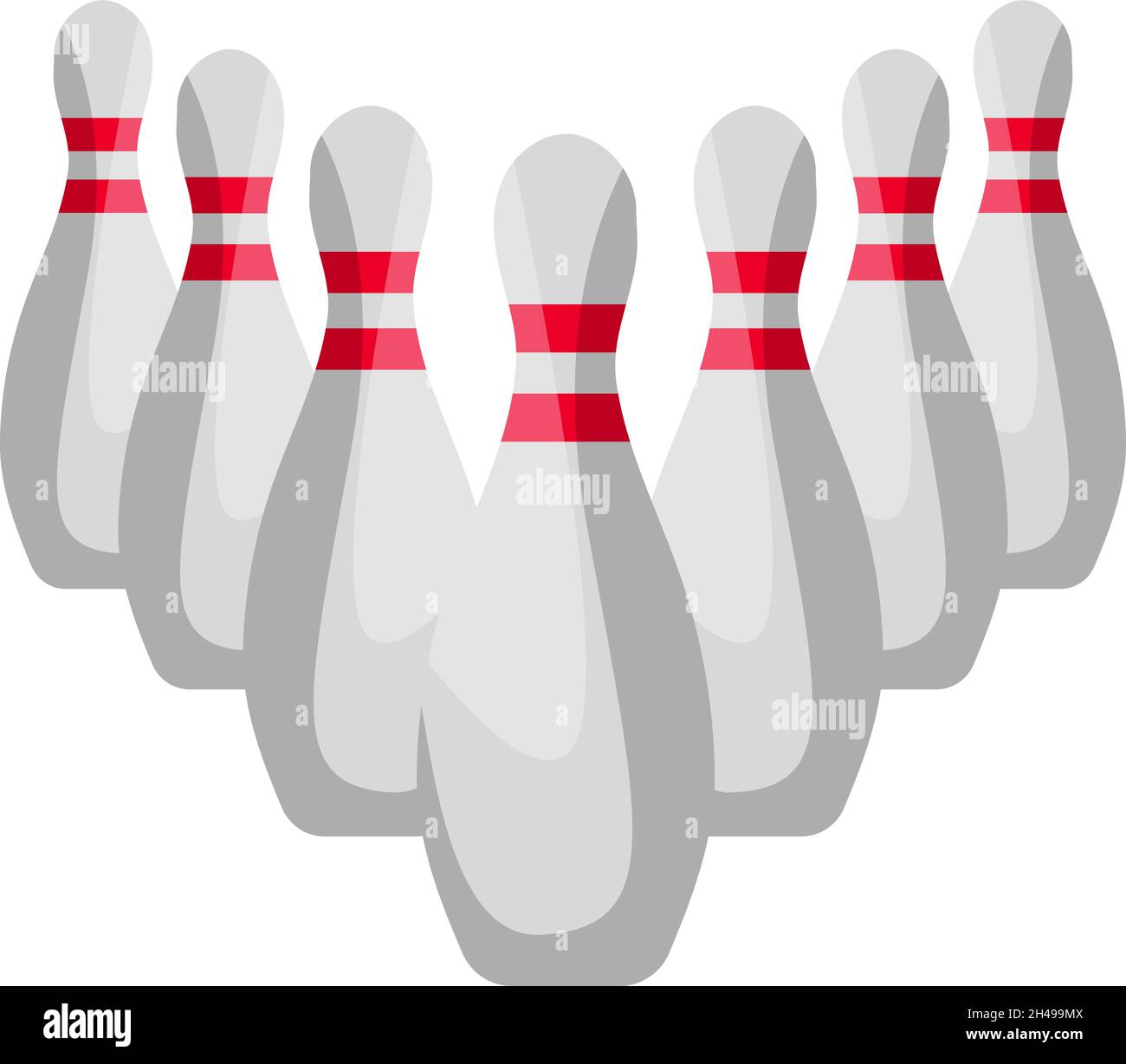 Weiße Bowlingstifte, Illustration, Vektor auf weißem Hintergrund. Stock Vektor