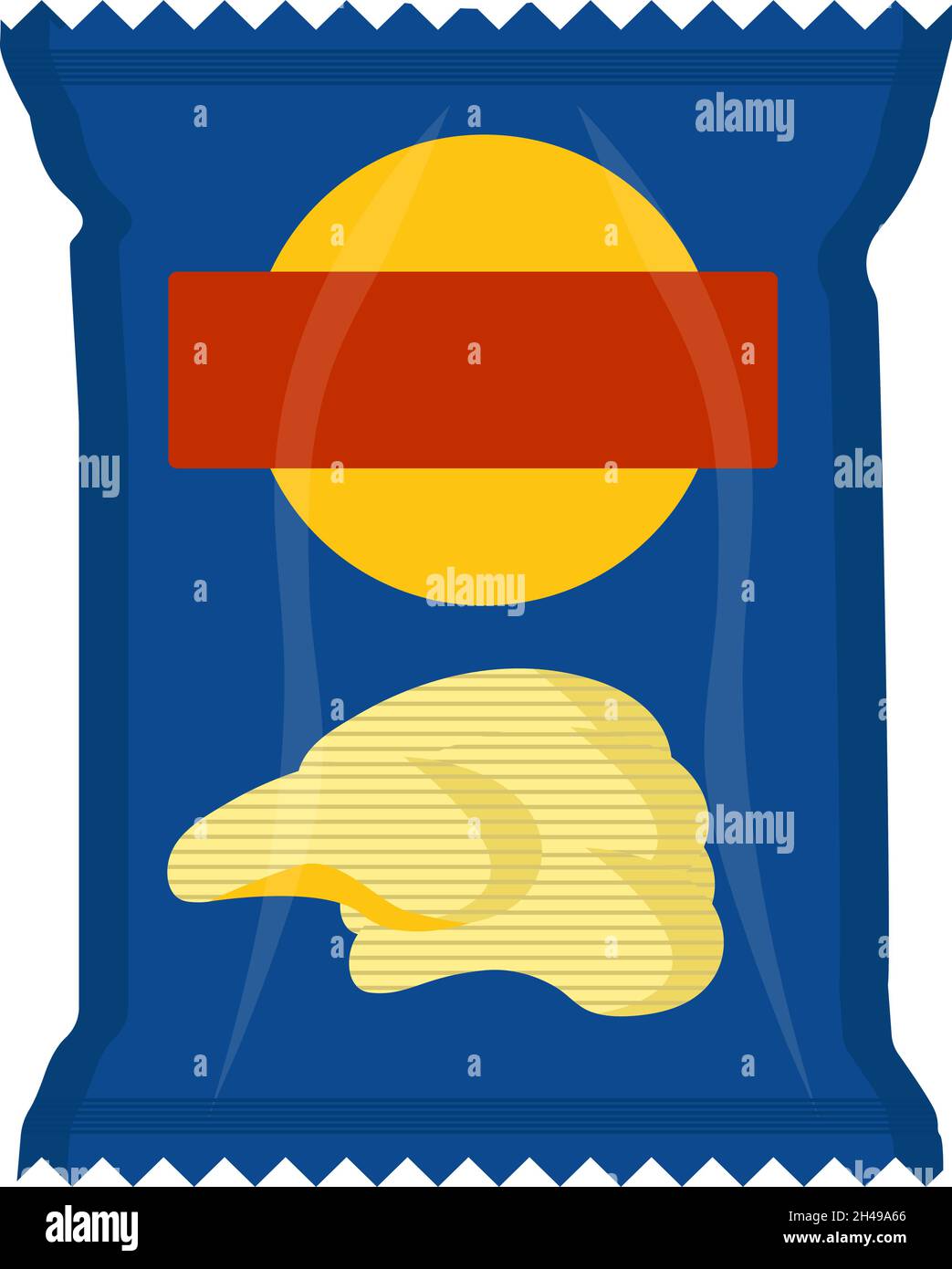 Chips in blauer Tasche, Illustration, Vektor auf weißem Hintergrund. Stock Vektor