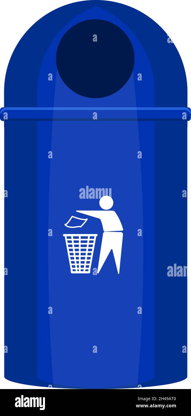 Blauer Mülleimer, Illustration, Vektor auf weißem Hintergrund. Stock Vektor Blauer Mülleimer, Illustration, Vektor auf weißem Hintergrund. Stock Vektor