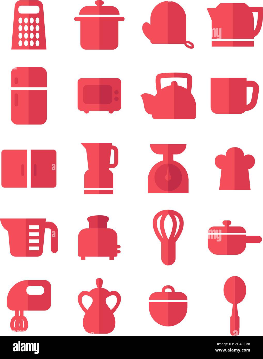 Küchengeräte, Illustration, Vektor, auf weißem Hintergrund. Stock Vektor