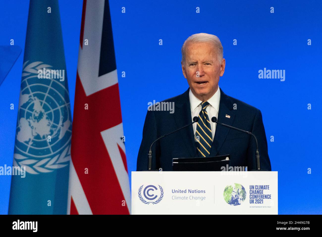 Glasgow, Schottland, Großbritannien. November 2021. US-Präsident Joe Biden hält eine Rede vor der UN-Klimakonferenz COP26 in Glasgow. Iain Masterton/Alamy Live News. Stockfoto