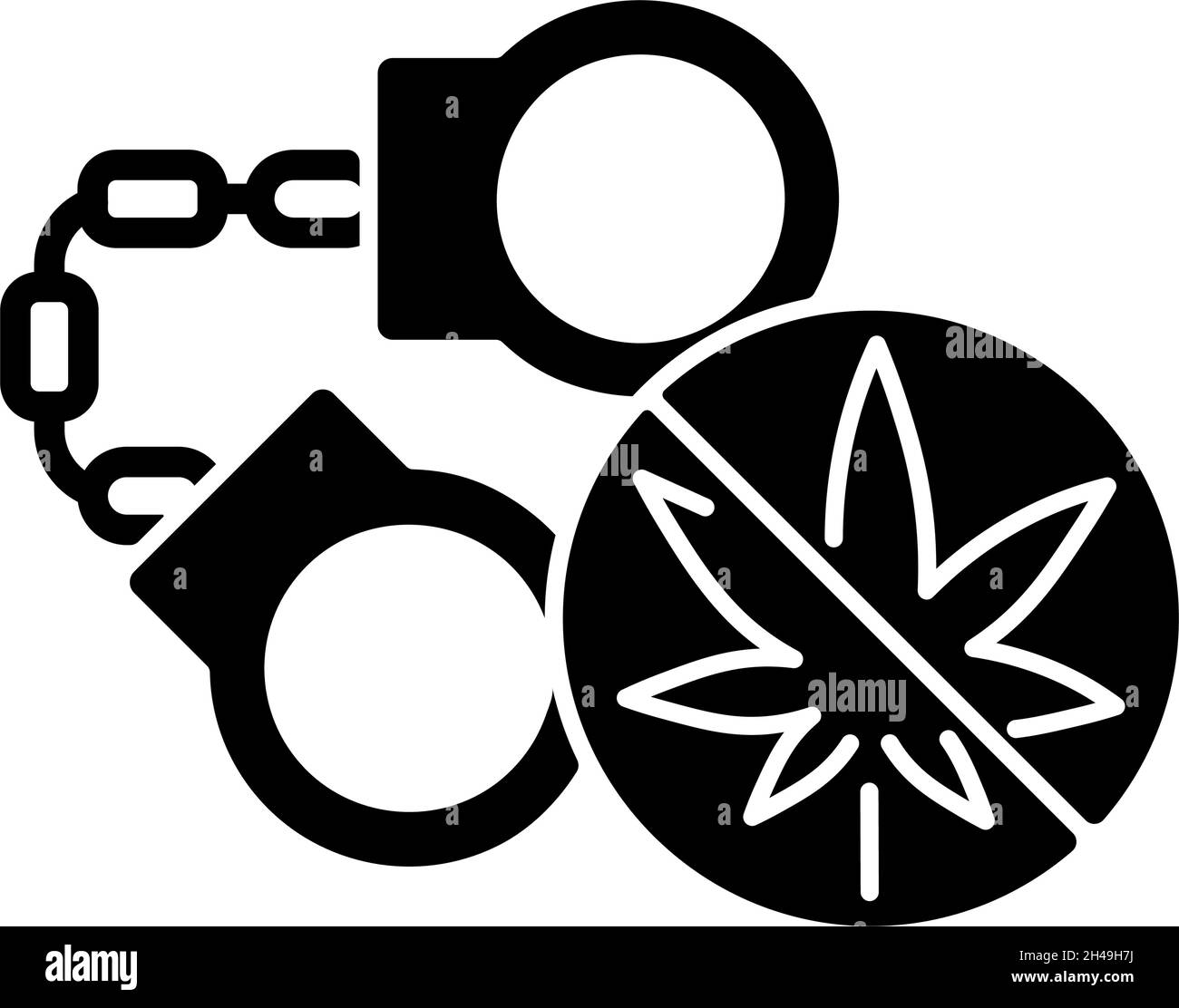 Marihuana verhaftete schwarzes Glyphen-Symbol Stock Vektor