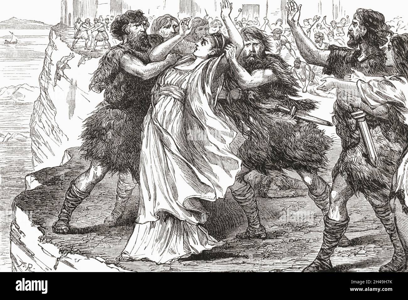 Sklaven stürmten die Stadt Enna während des ersten servile Krieges von 135–132 v. Chr., einer Sklavenaufstand gegen die römische Republik. Aus Cassells Illustrated Universal History, veröffentlicht 1883. Stockfoto