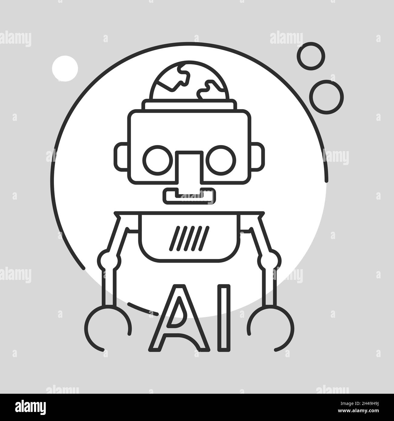Robotersymbol. Singularitätskonzept für künstliche Intelligenz. Flache Illustration. Stock Vektor
