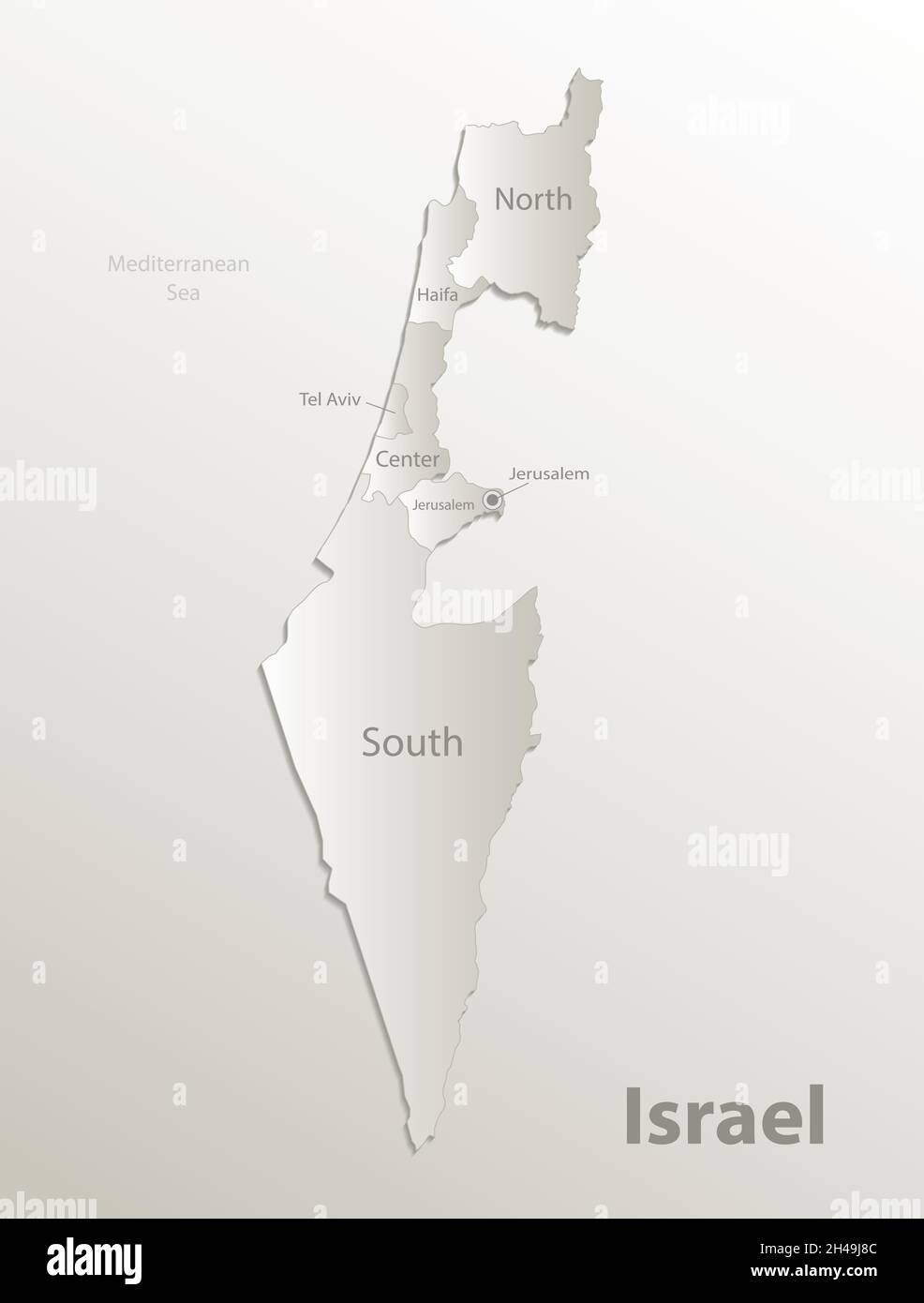Israel Karte administrative Teilung, trennt Regionen und Namen, Kartenpapier 3D natürlichen Vektor Stock Vektor