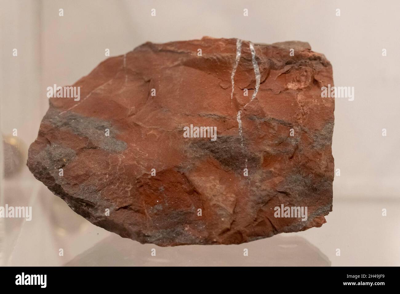 Der rote Jaspis-Sammelstein ist zu sehen (selektiver Fokus). Stockfoto