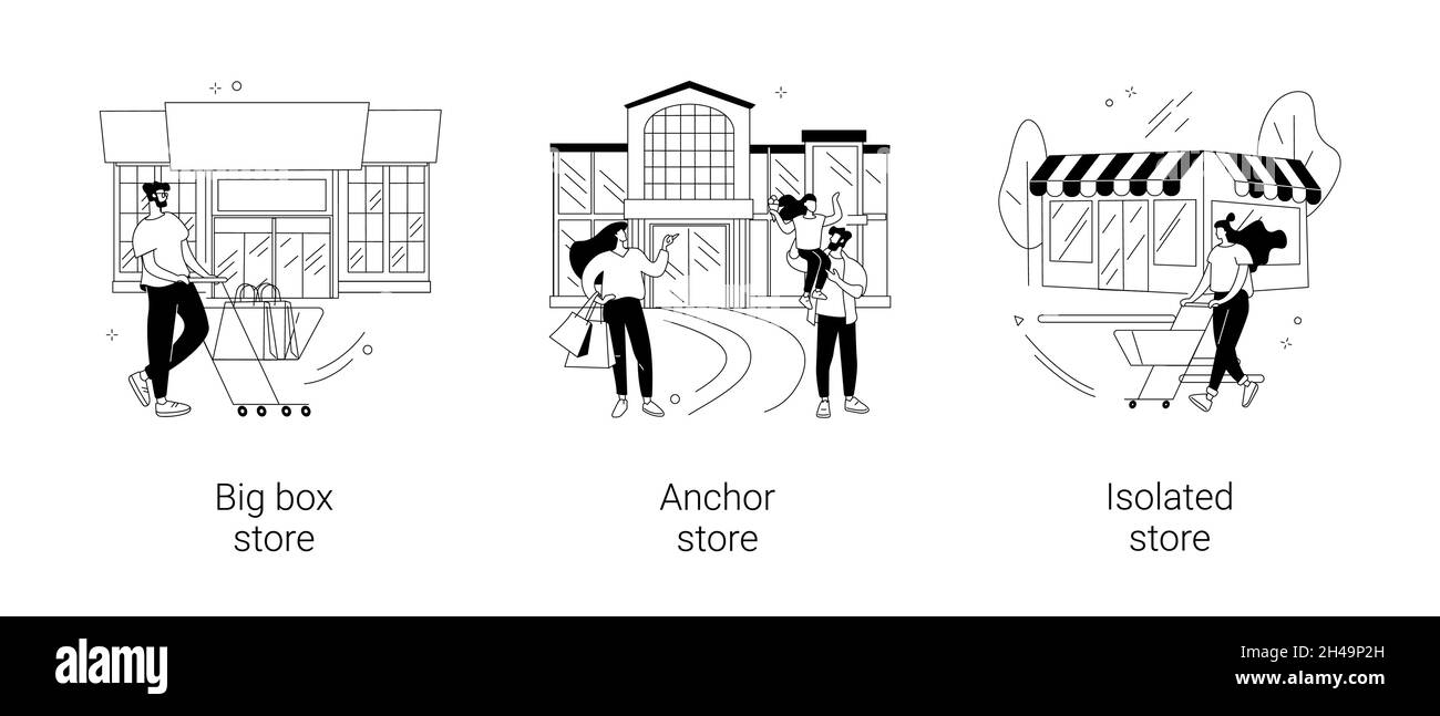 Einzelhandel abstrakte Konzept Vektor Illustrationen. Stock Vektor