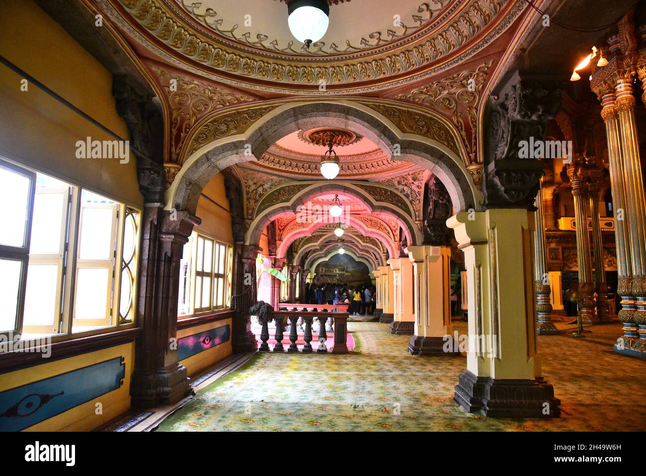 Innenraum des mysore Palastes, mysore, indien Stockfoto