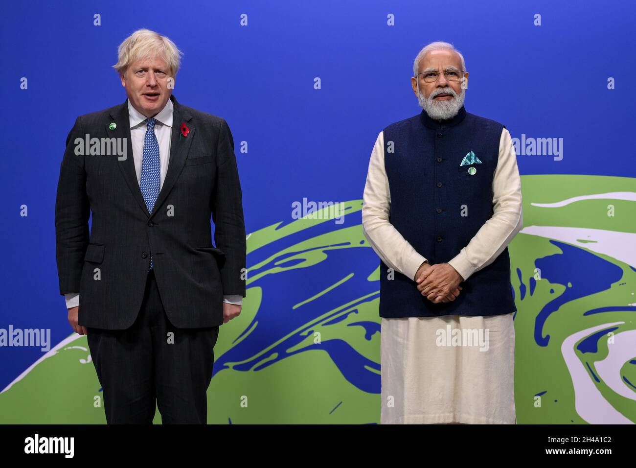 Boris Johnson, Narendra Modi, 2021 Stockfoto