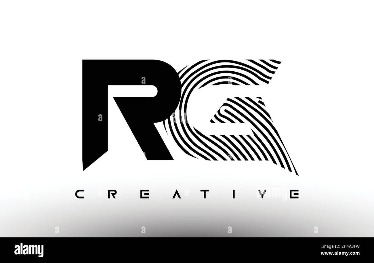 RG-Logo mit Zebra-Schriftzug und Fingerabdruck. RG Logo mit Fingerabdruck Creative Icon Vektorgrafik Stock Vektor