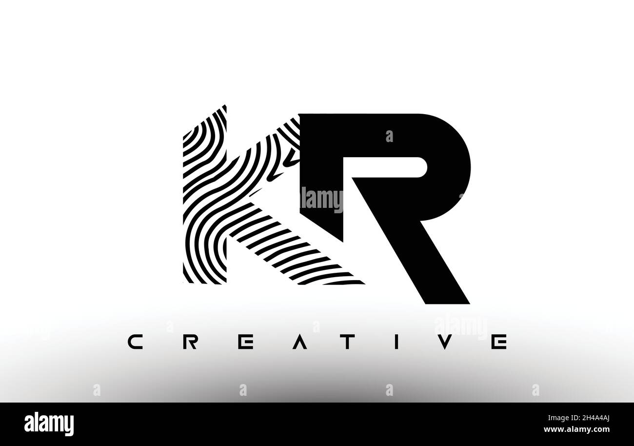 KR-Logo mit Zebra-Schriftzug und Fingerabdruck. KR Logo mit Fingerabdruck Creative Icon Vektorgrafik Stock Vektor