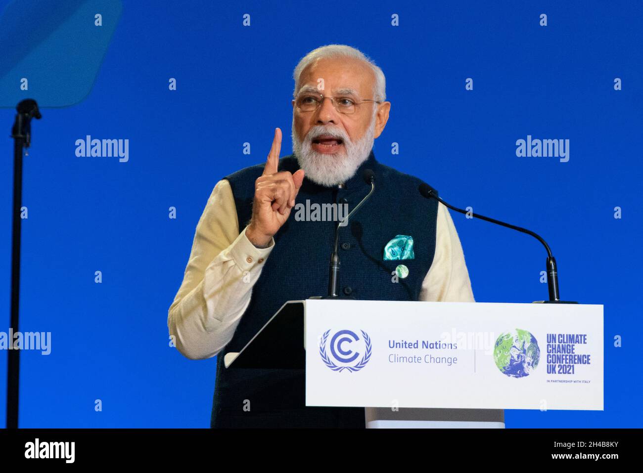 Glasgow, Schottland, Großbritannien. November 2021. Narendra Modi, der Premierminister von Indien, gibt nationale Erklärung vor der UN-Klimakonferenz COP26 in Glasgow ab. Iain Masterton/Alamy Live News. Stockfoto