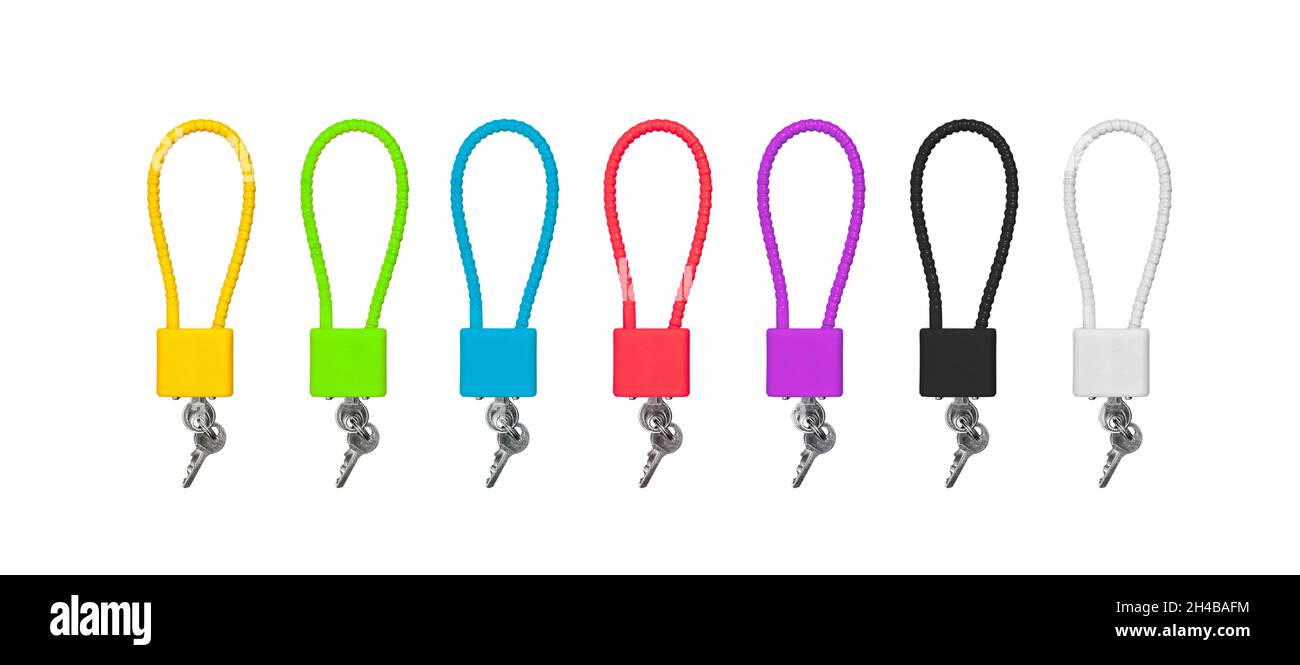 Spezielles Schloss für Waffen, das die Möglichkeit eines Schusses blockiert. Gun Lock Isolate auf weißem Hintergrund. Stockfoto