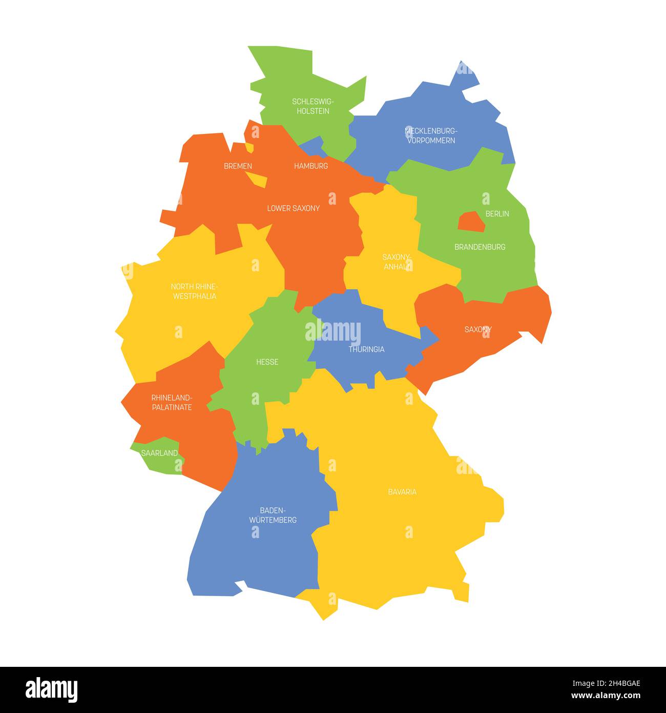 Deutschland - Karte der Bundesstaaten und Stadtstaaten Stock