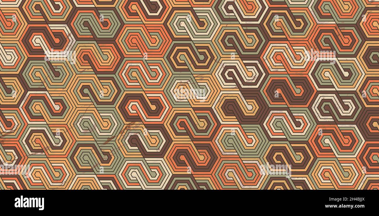 Abstraktes geometrisches Muster mit polygonaler Form und Marmorstruktur farbenfroher Hintergrund im Retro-Stil Stock Vektor