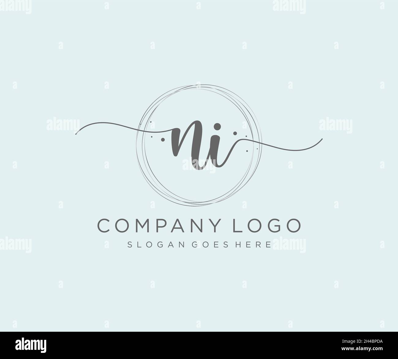 Feminines NI-Logo. Verwendbar für Natur, Salon, Spa, Kosmetik und Beauty Logos. Flaches Vektor-Logo-Design-Template-Element. Stock Vektor