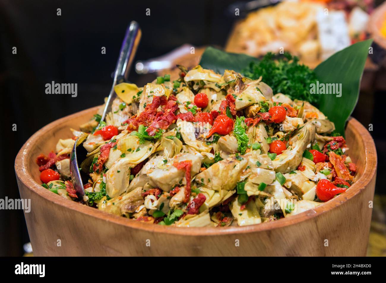 Vegetarischer Salat am Abendbuffet bei einer Veranstaltung. Stockfoto