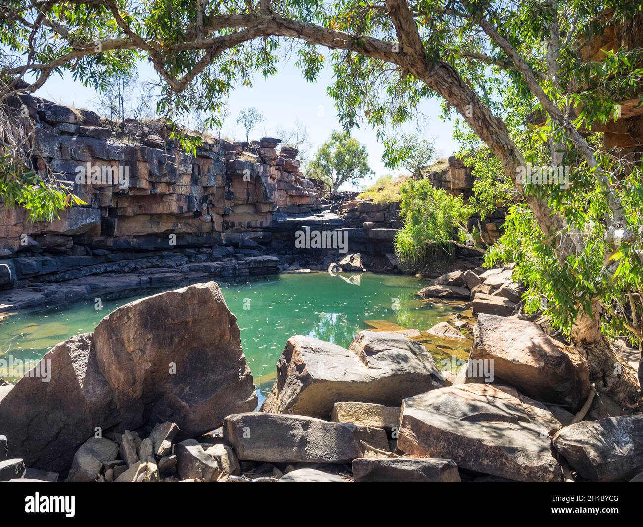 Wasserloch bei Lily Pools, Charnley River Station, West Kimberley. Stockfoto