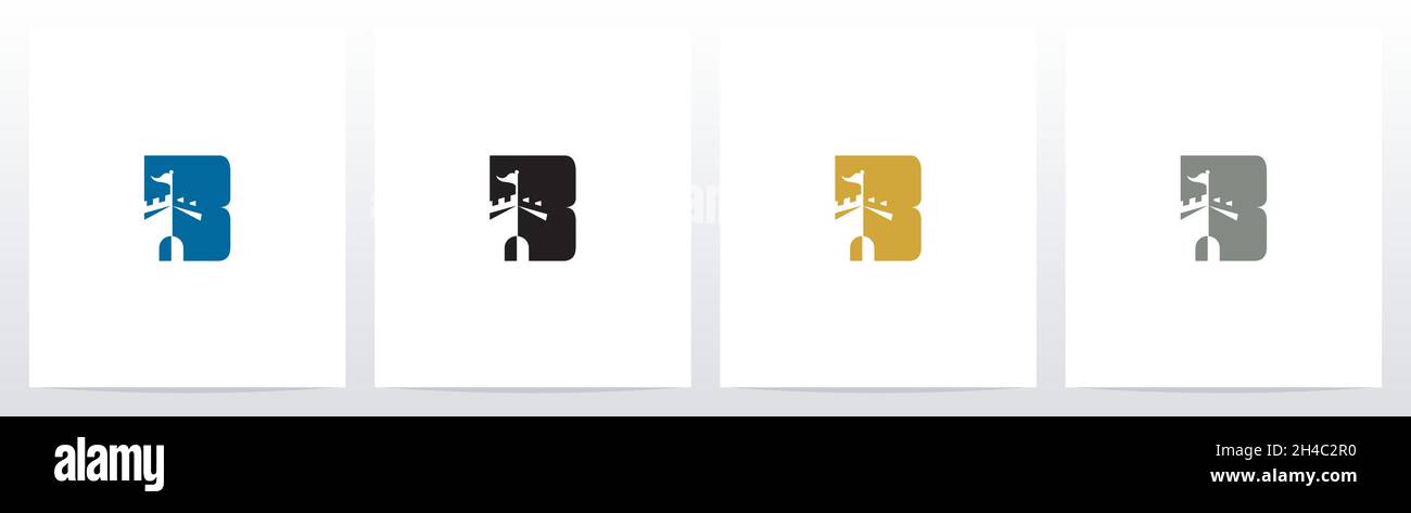 Schloss mit Flagge auf Brief Logo Design B Stock Vektor