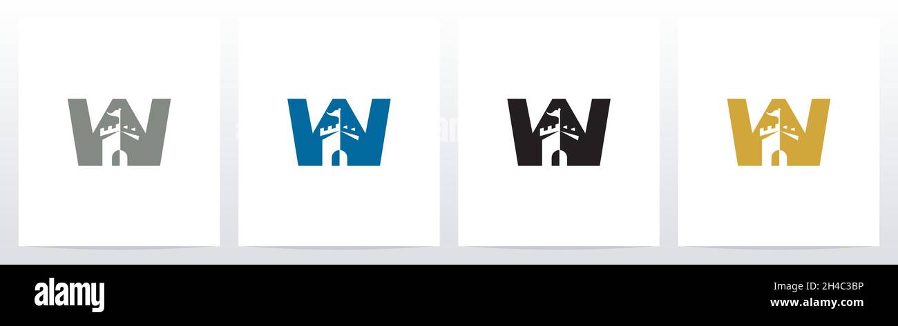 Schloss mit Flagge auf Brief Logo Design W Stock Vektor