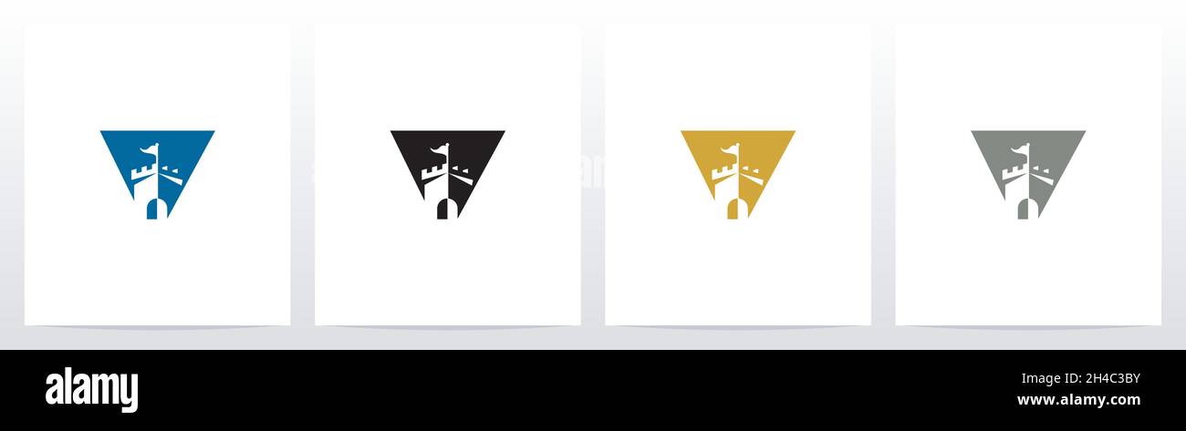 Schloss mit Flagge auf Brief Logo Design V Stock Vektor