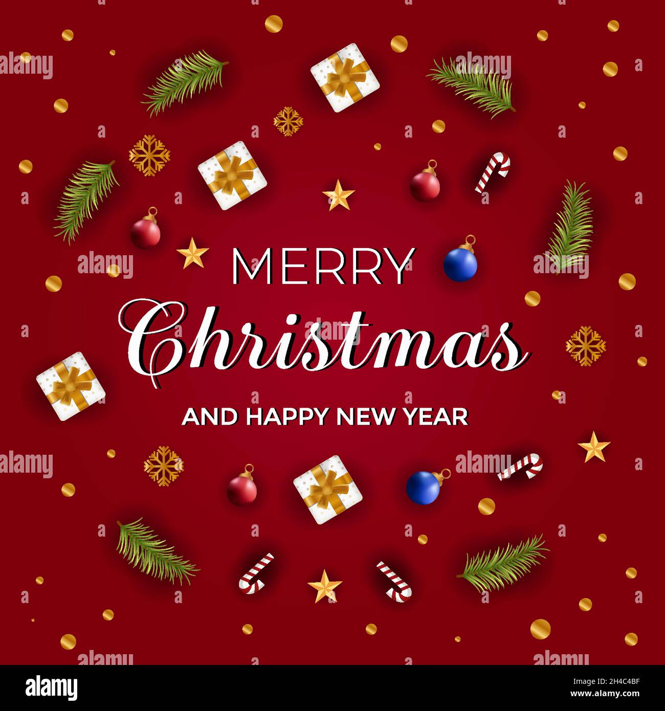 frohe weihnachten und ein glückliches neues Jahr realistisches Designkonzept Stock Vektor