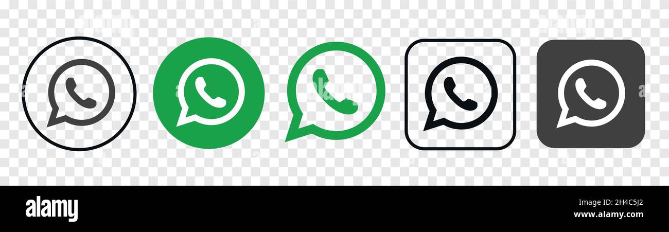 WhatsApp - beliebtes Social-Media-Button-Symbol, Instant Messenger-Logo. Stock Vektor