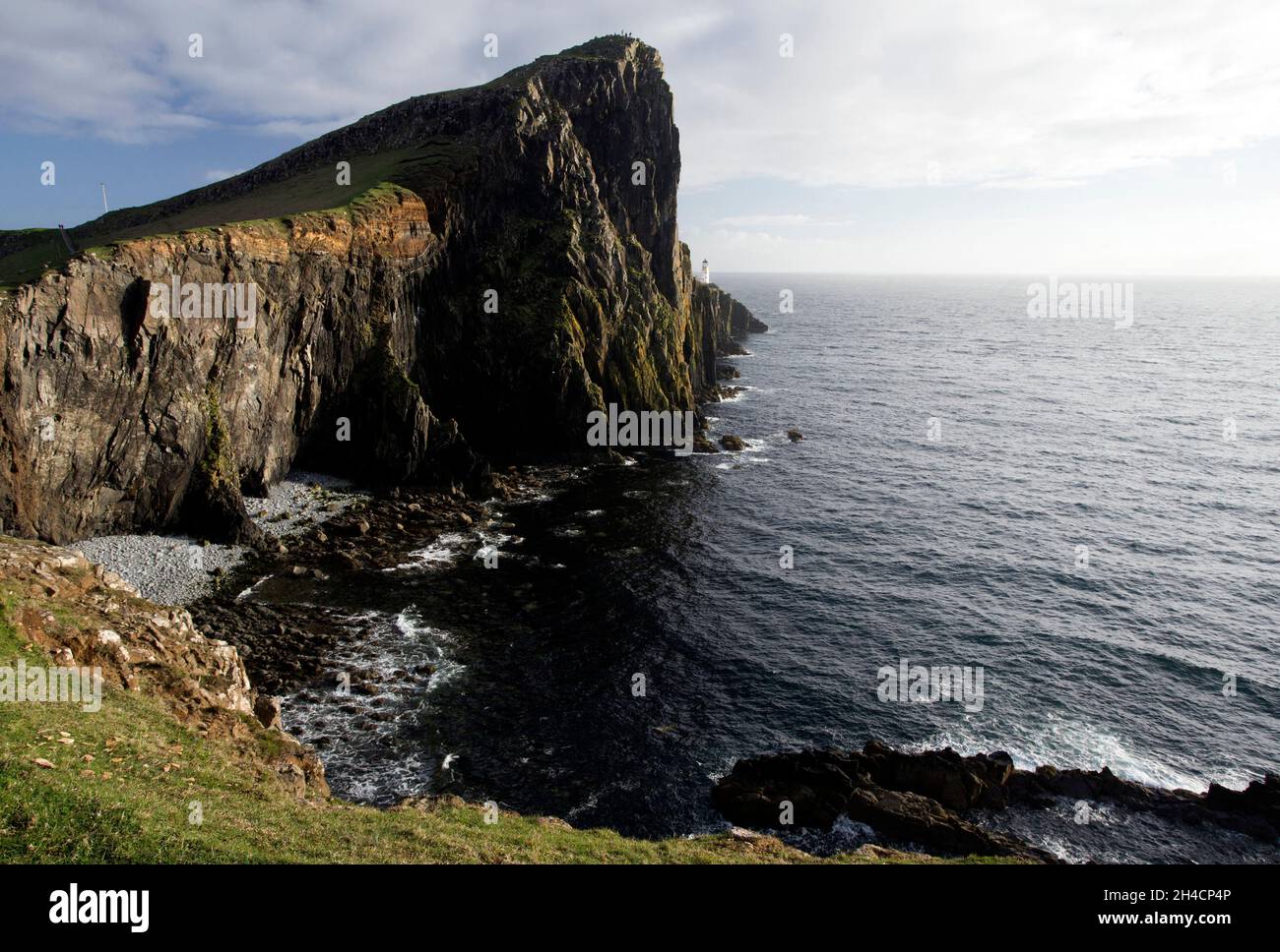 Basaltsteinformationen. Neist Point Lighthouse Stockfoto