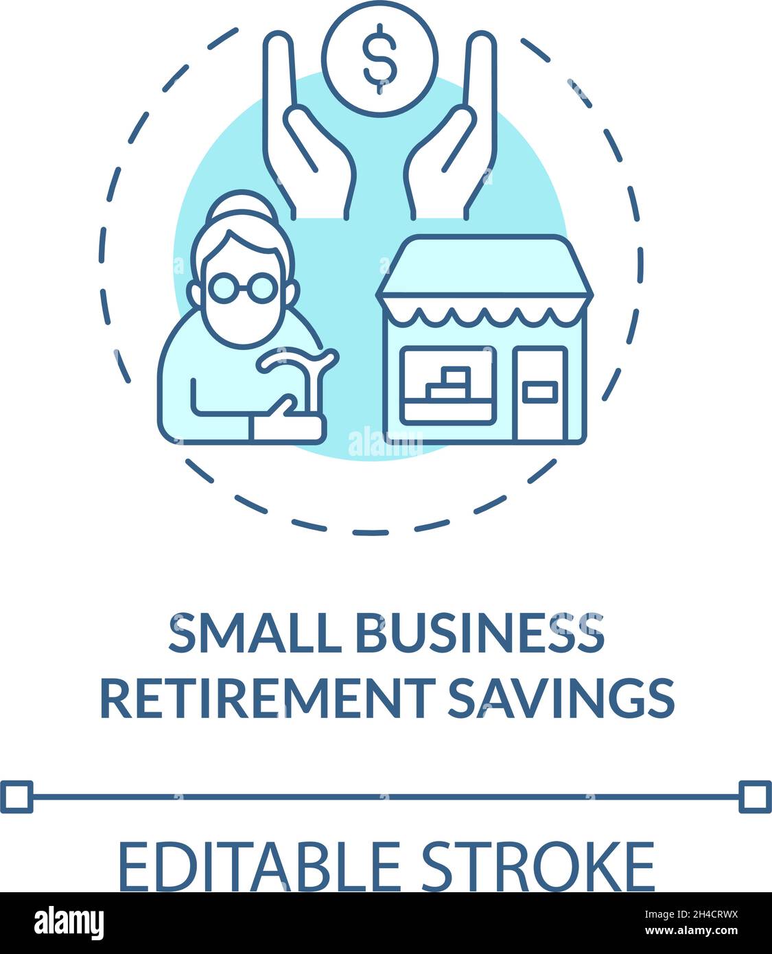 Symbol für das Konzept „Pensionseinsparungen für kleine Unternehmen“ Stock Vektor Symbol für das Konzept „Pensionseinsparungen für kleine Unternehmen“ Stock Vektor