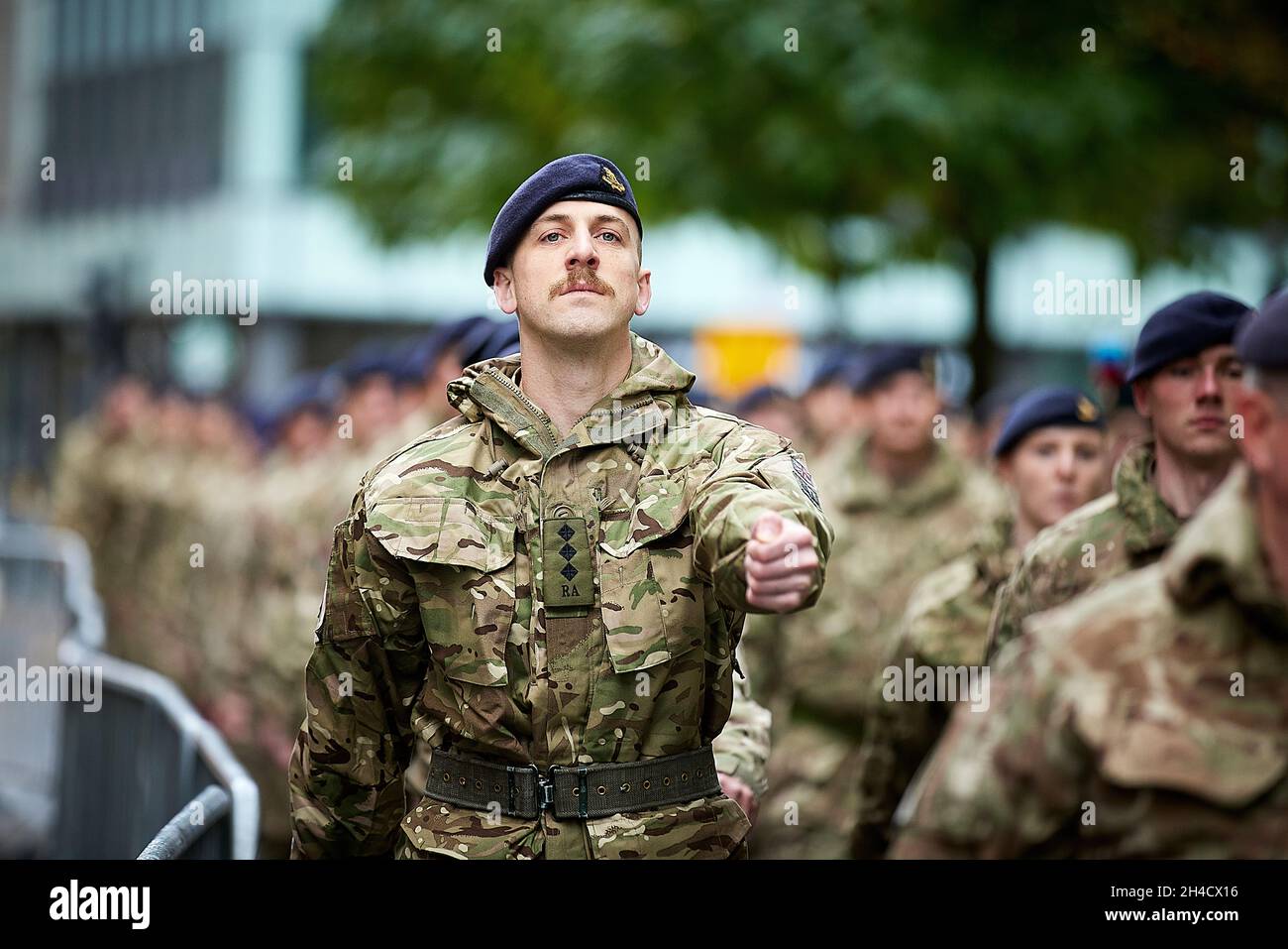 Die 209 (The Manchester Artillery) Batterie, 103. Regiment Royal Artillery Parade St. Peter's Square Stockfoto