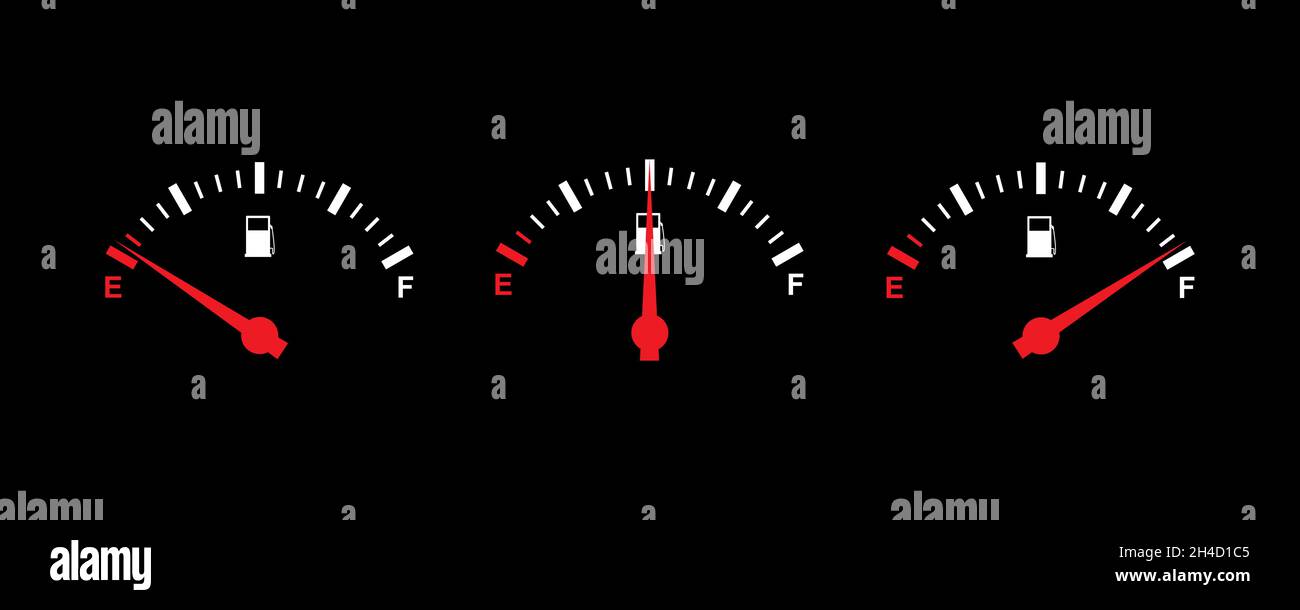 Symbolsatz Kraftstoffanzeige einfaches Design Stock Vektor