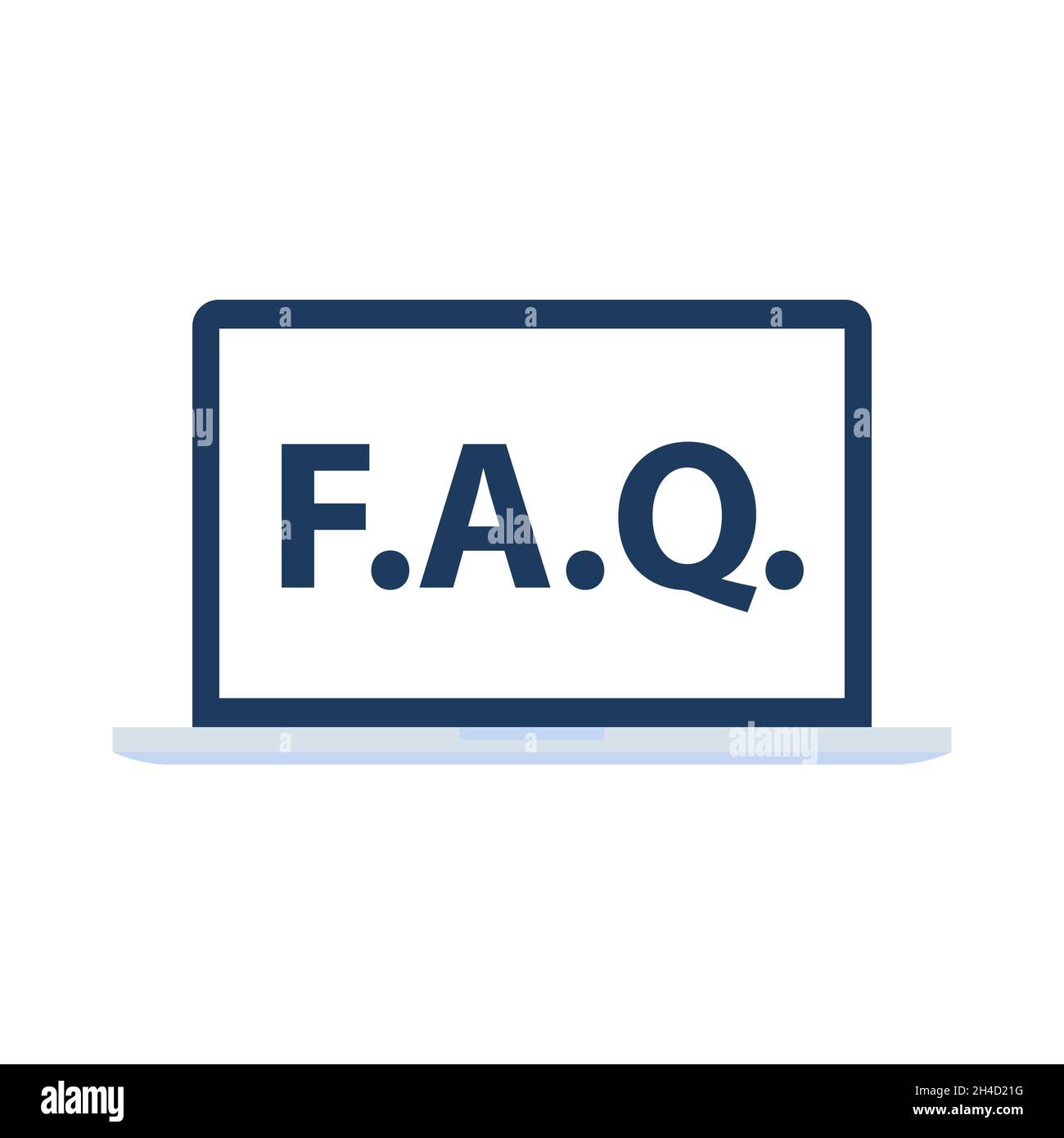 FAQ-Beschriftung auf dem Laptop-Bildschirm Stock Vektor