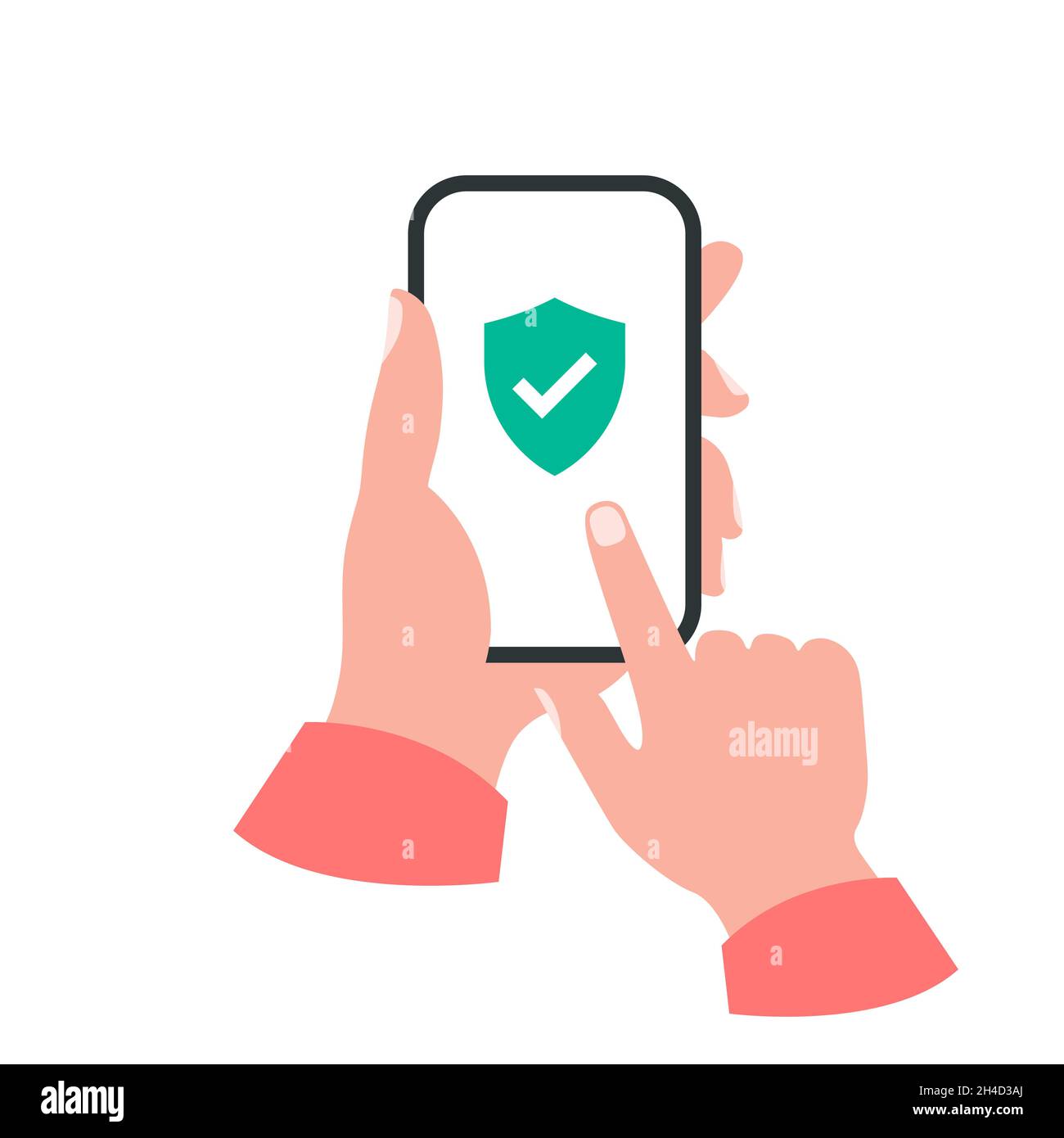 Smartphone in der Hand Konzept. Prüfmarkierung der Abschirmung Stock Vektor