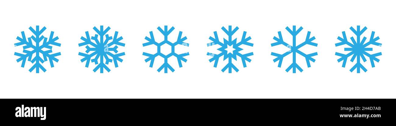 Schneeflocken-Symbol setzen flachen Stil Stock Vektor