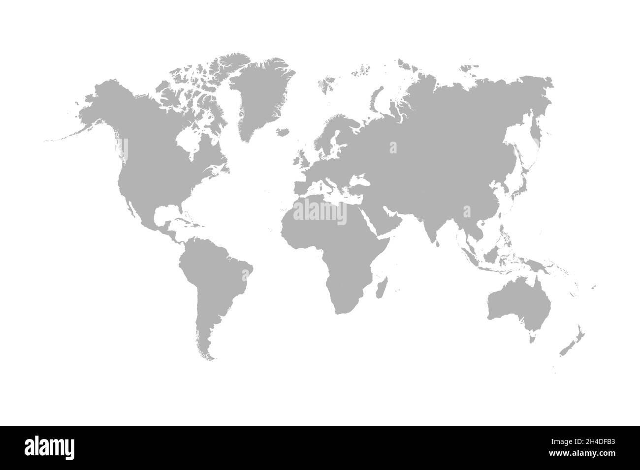 Graue Weltkarte isoliert auf weißem Hintergrund Stock Vektor