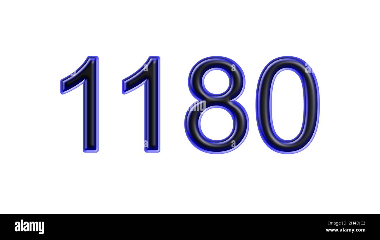 Blauer 1180-number-3d-Effekt weißer Hintergrund Stockfoto