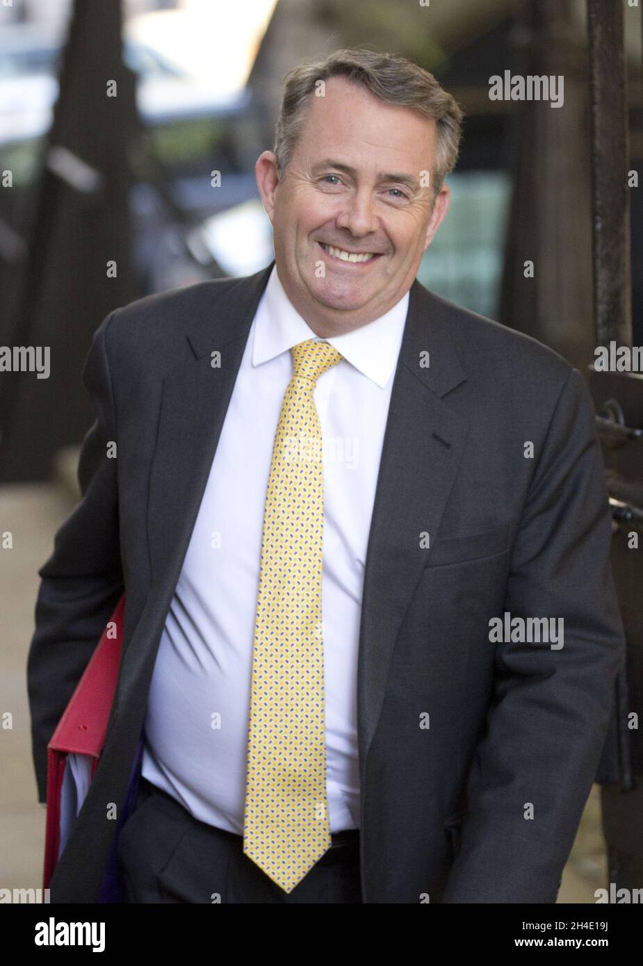 Der internationale Handelsminister Liam Fox kommt in der Downing Street, London, zu einer Kabinettssitzung an Stockfoto