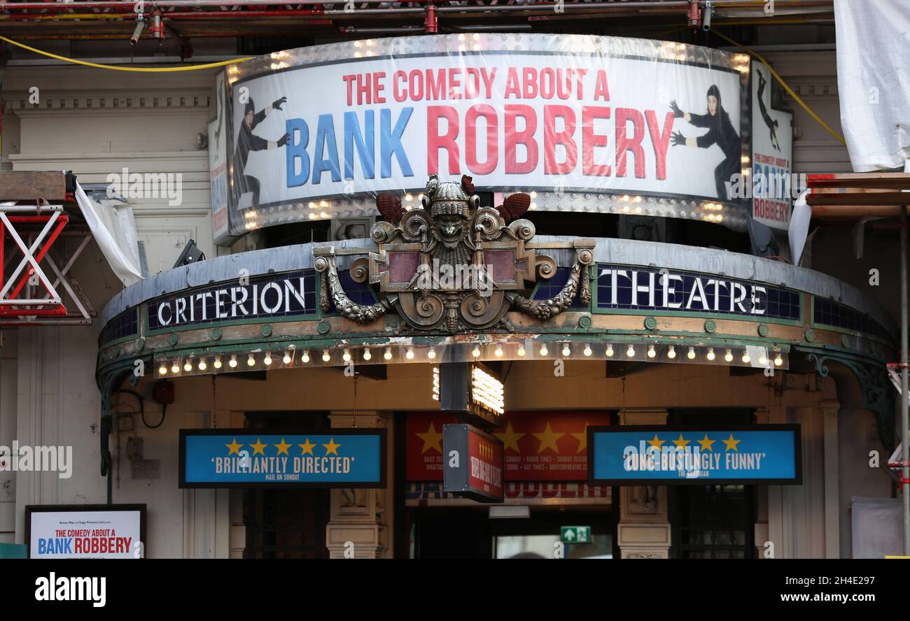 Eine allgemeine Ansicht des Criterion Theatre, das die Komödie über einen Bankraub in London zeigt. Bild datiert: Mittwoch, 1. August 2018. Bildnachweis sollte lauten: Isabel Infantes / EMPICS Entertainment. Stockfoto