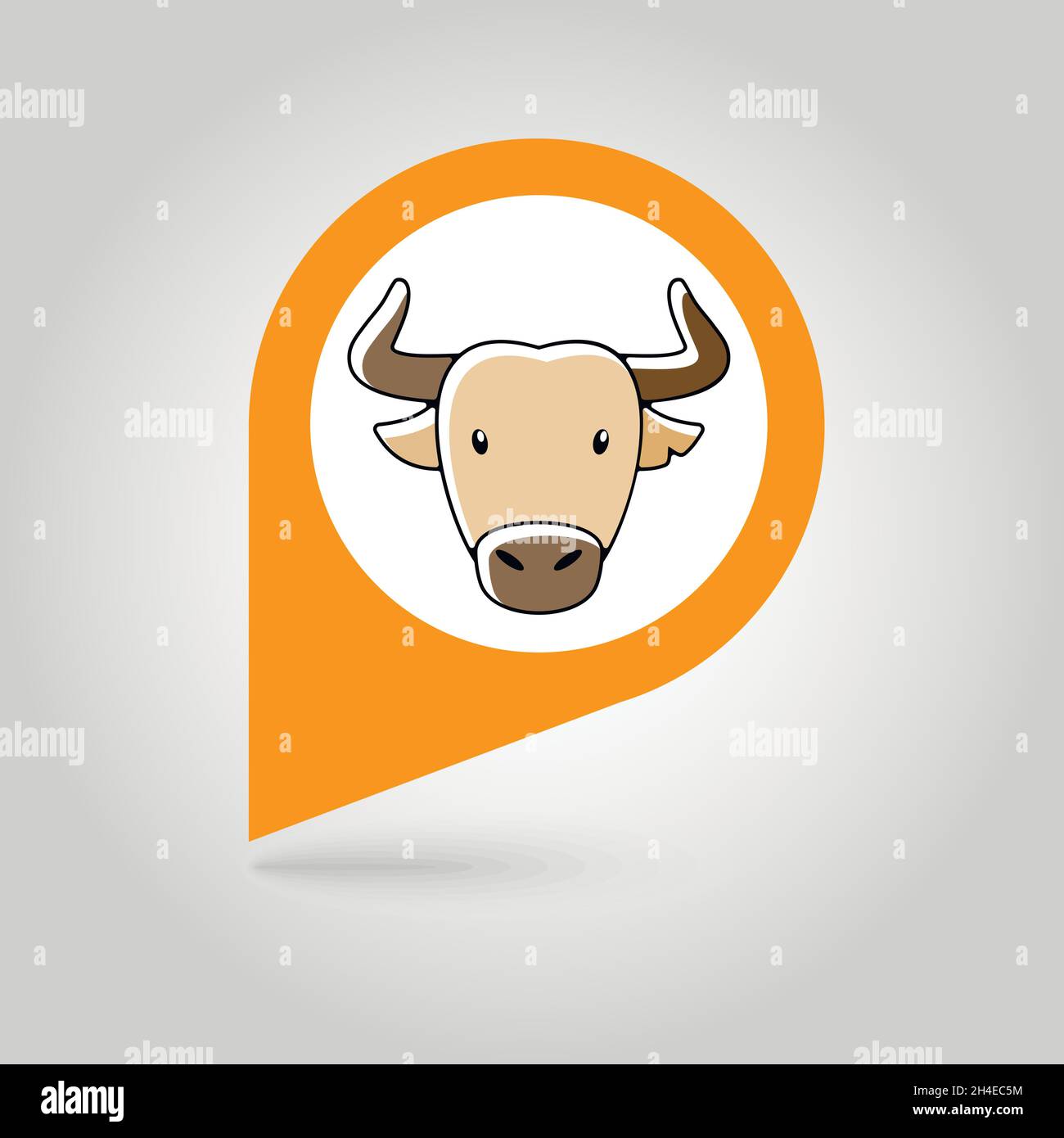 Spanischer Stier bison Buffalo ox Flachbild pin Symbol Karte. Kartenzeiger. Karte Markierungen. Tier gehörnten Kopf Vektor symbol Eps 10. Stock Vektor